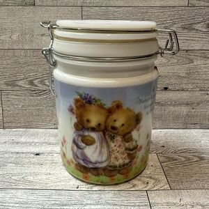 HALLMARK Gourmet Gifts Canister Bears Flowers Nature's Beauty 6x4" Vintage